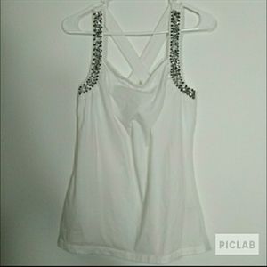 Charlotte Russe white sequin beaded tank top large